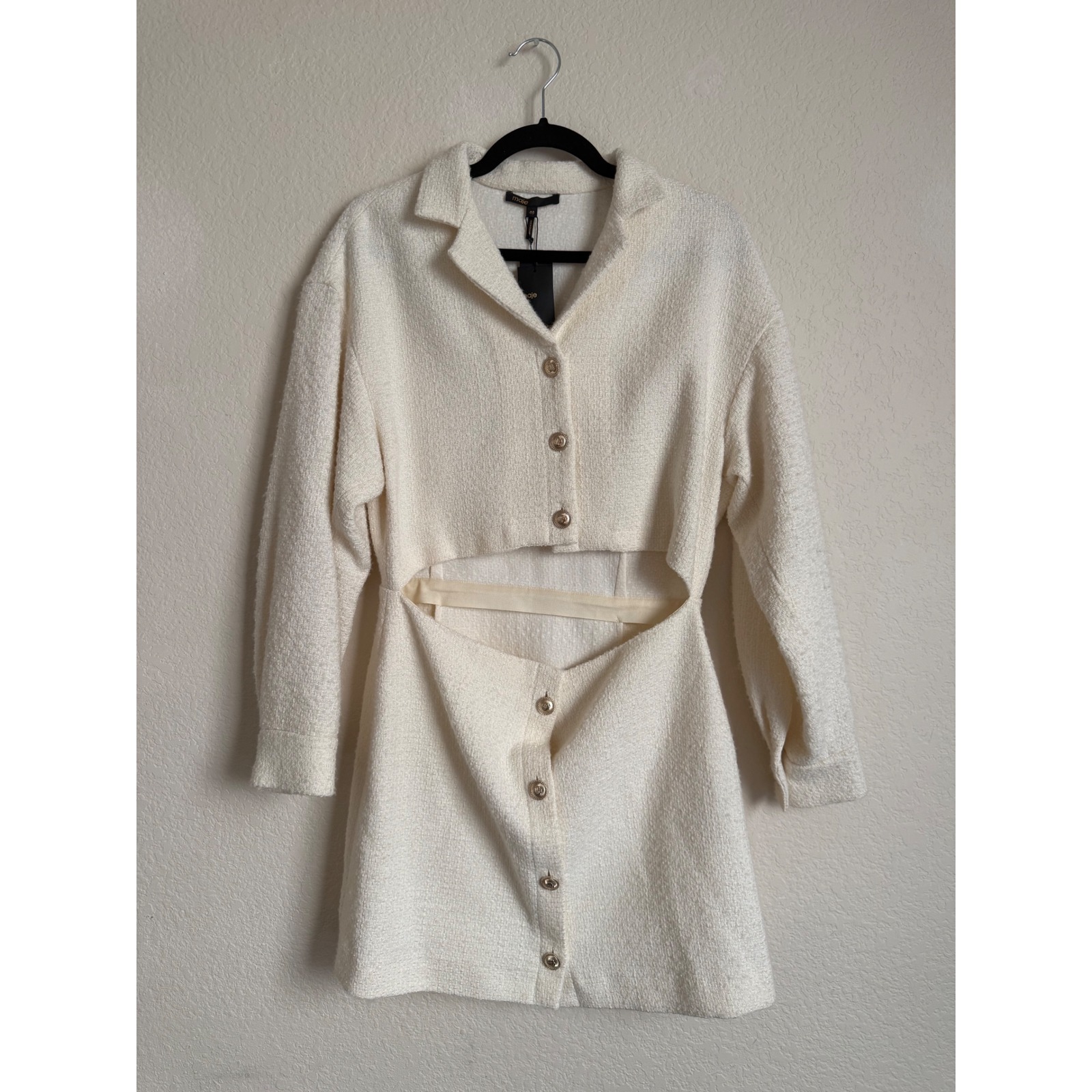 Nwt Maje Paris Ecru Raquema Cutout Blazer Dress Size 40 (Us 8) |